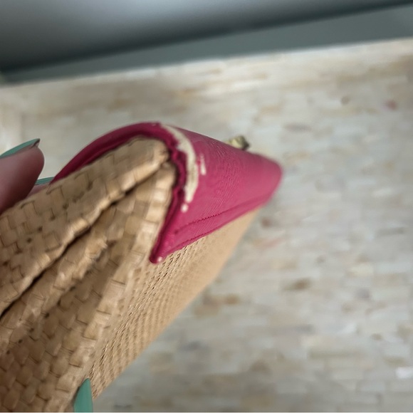 Mud Pie Coastal Style Vibrant Pink and Tan Clutch with Gold Starfish Detail - Picture 6 of 10